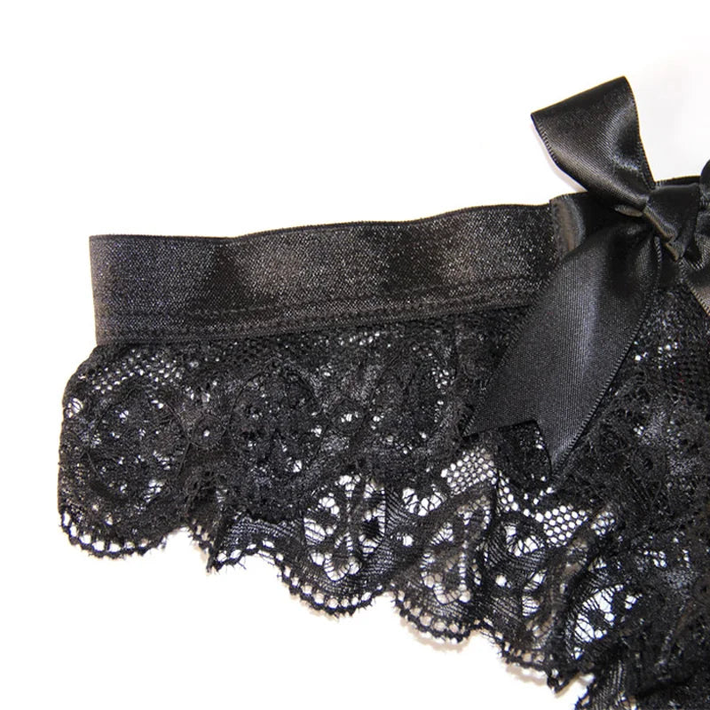 Flora — Lace Bow Thong Panties #8256